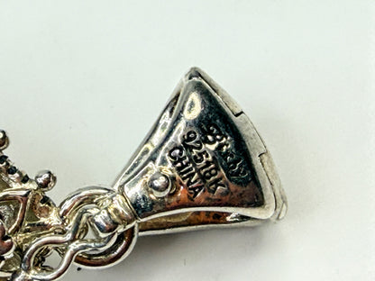 Vintage Barbara Bixby Carnelian 18K Sterling Silver Vine Drop Pendant JR1591