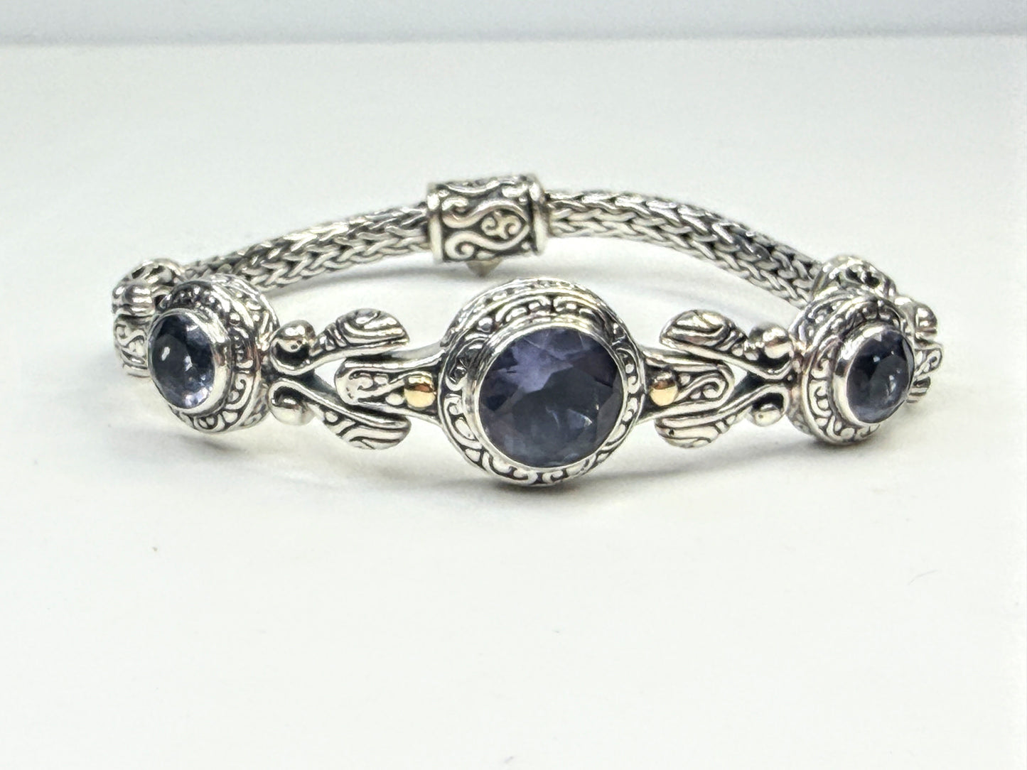 Vintage Barbara Bixby Sterling 18K Gold Iolite Bracelet JR1592