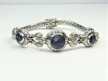 Vintage Barbara Bixby Sterling 18K Gold Iolite Bracelet JR1592
