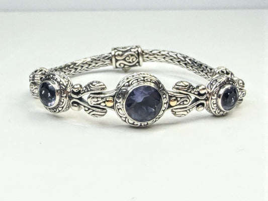 Vintage Barbara Bixby Sterling 18K Gold Iolite Bracelet JR1592