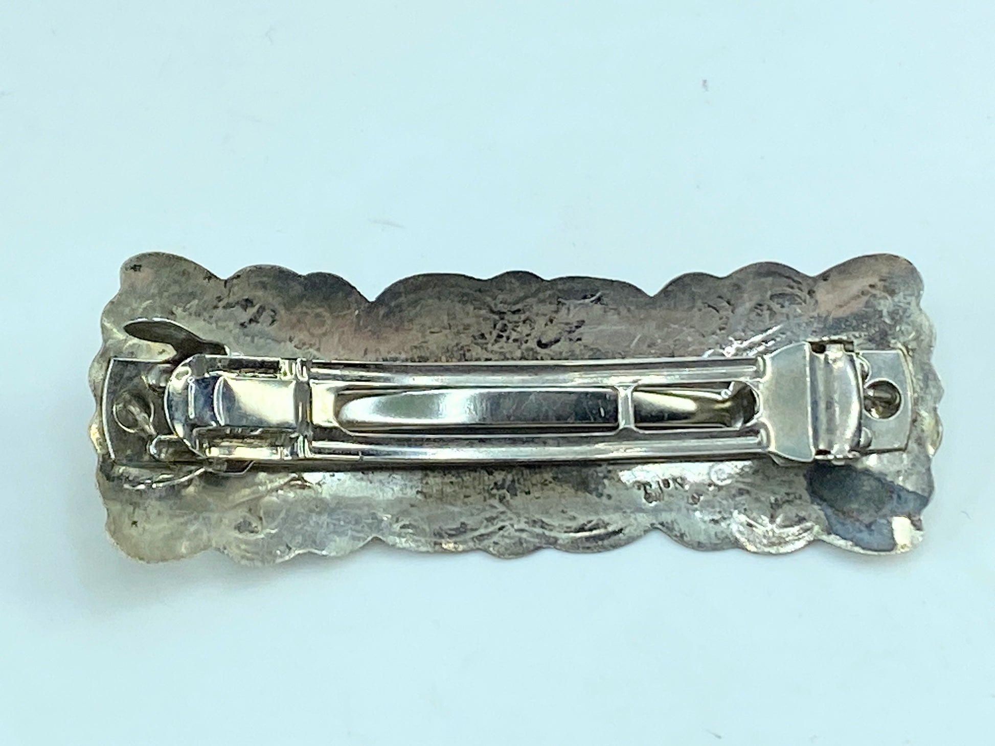 Sterling Silver Turquoise Hair Barrette Navajo Hair Clip Bow Barrette 3.25" SS59
