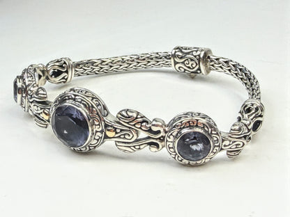 Vintage Barbara Bixby Sterling 18K Gold Iolite Bracelet JR1592