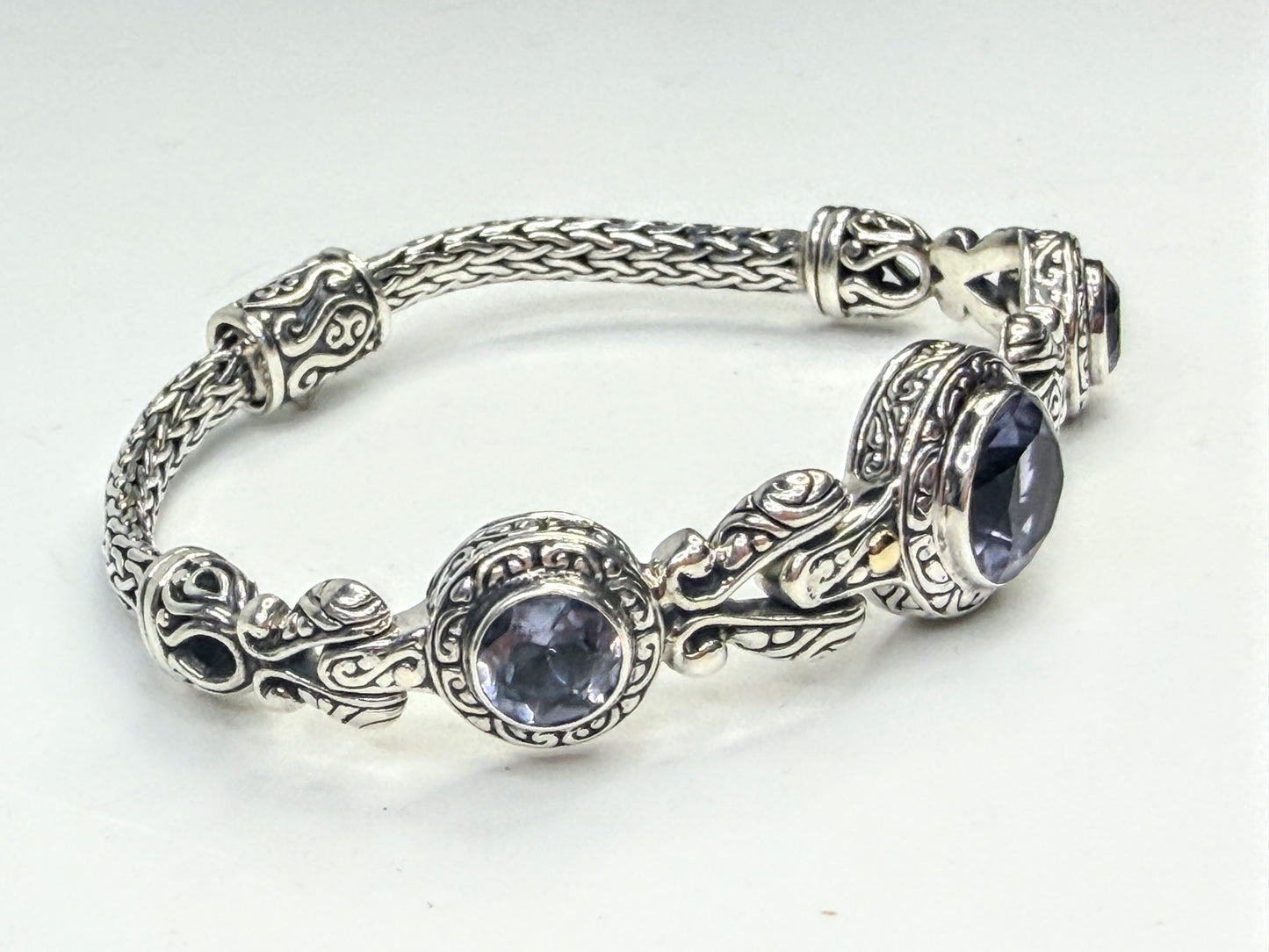 Vintage Barbara Bixby Sterling 18K Gold Iolite Bracelet JR1592
