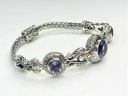 Vintage Barbara Bixby Sterling 18K Gold Iolite Bracelet JR1592