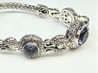 Vintage Barbara Bixby Sterling 18K Gold Iolite Bracelet JR1592