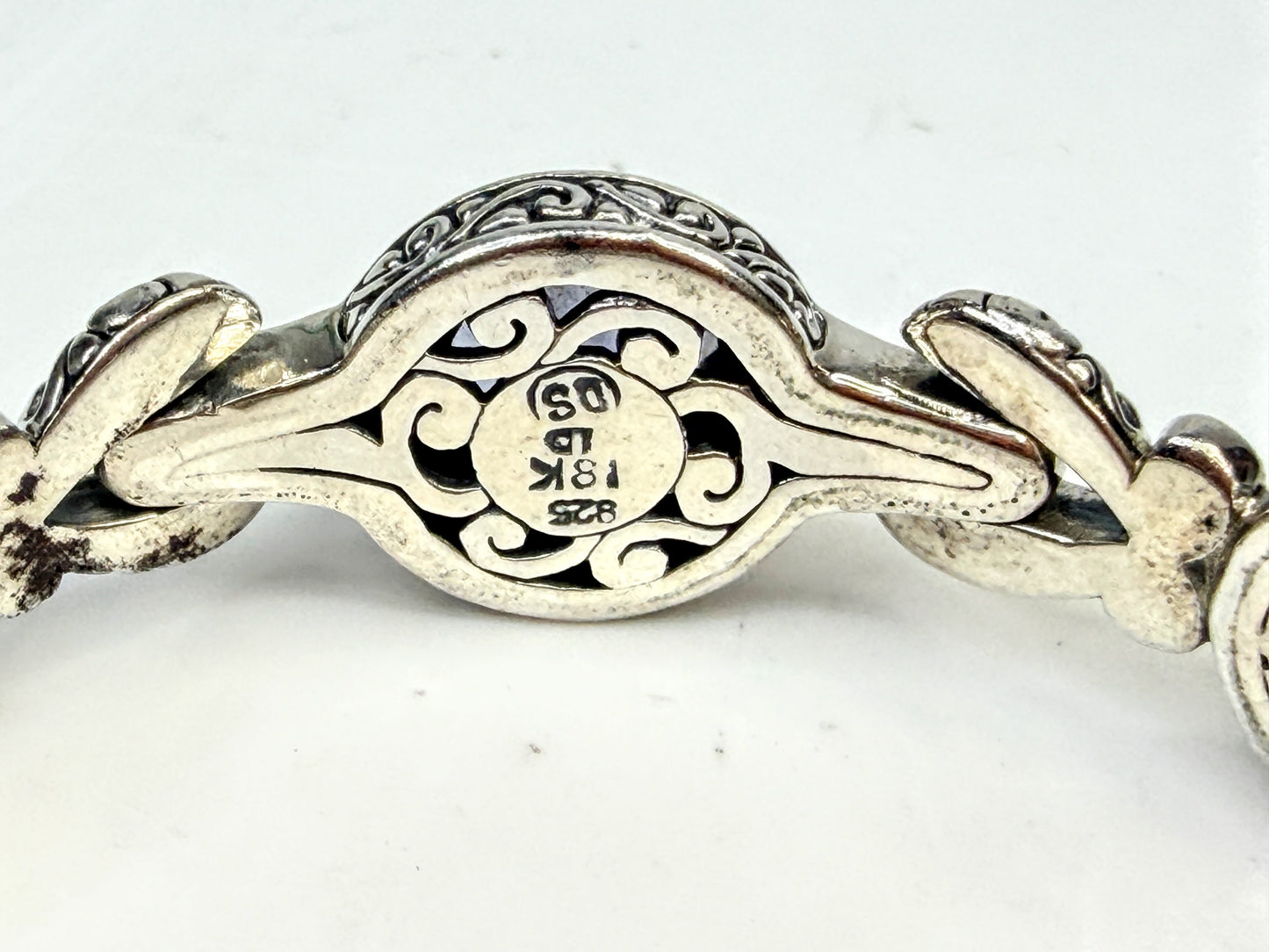 Vintage Barbara Bixby Sterling 18K Gold Iolite Bracelet JR1592