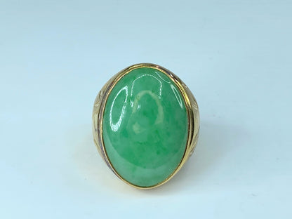 GIA certified Jadeite Jade cabochon men's ring in 14K gold JR9260