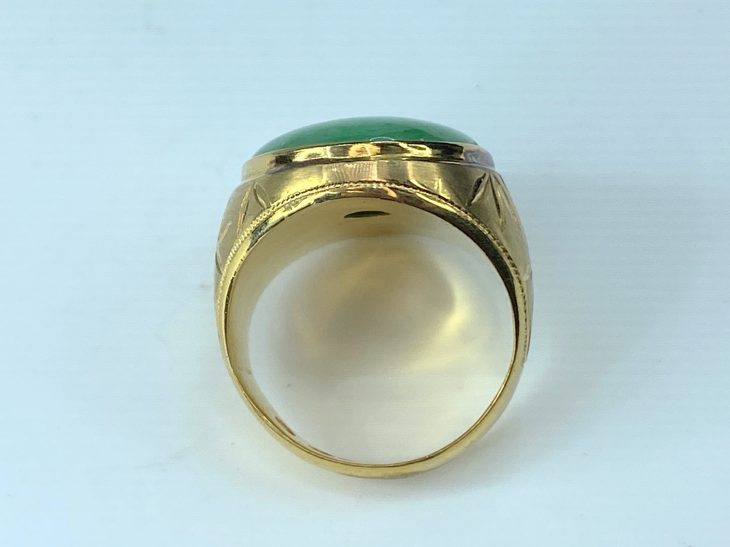 GIA certified Jadeite Jade cabochon men's ring in 14K gold JR9260