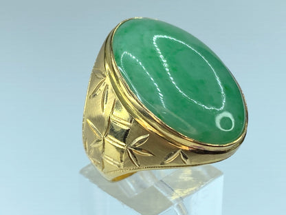 GIA certified Jadeite Jade cabochon men's ring in 14K gold JR9260