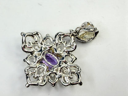 Vintage Barbara Bixby Sterling Silver 18K Gold Amethyst Pendant JR1584