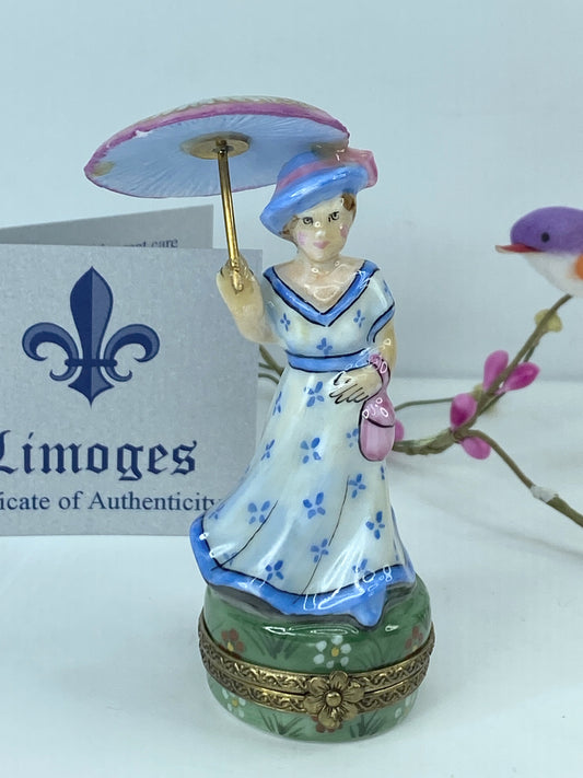 SinClaire Ltd Edit Limoges Blue Monet Parasol Box for Art Lovers A553