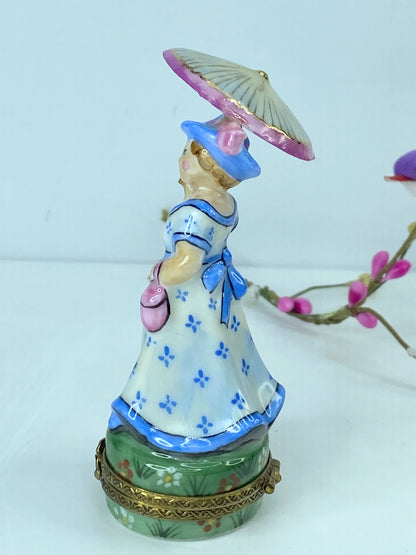 SinClaire Ltd Edit Limoges Blue Monet Parasol Box for Art Lovers A553