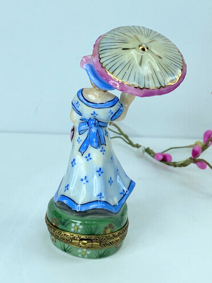 SinClaire Ltd Edit Limoges Blue Monet Parasol Box for Art Lovers A553