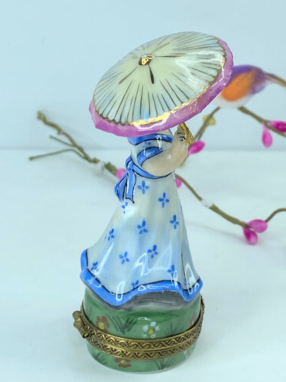 SinClaire Ltd Edit Limoges Blue Monet Parasol Box for Art Lovers A553