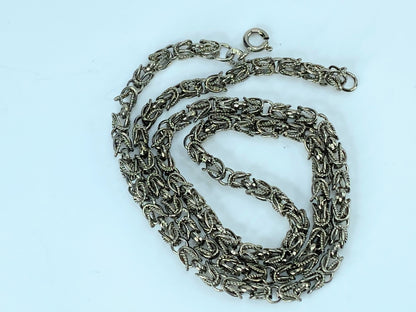 Sterling Silver 925 Textured 4.5mm Byzantine Chain Link Necklace 15.2g JR9363