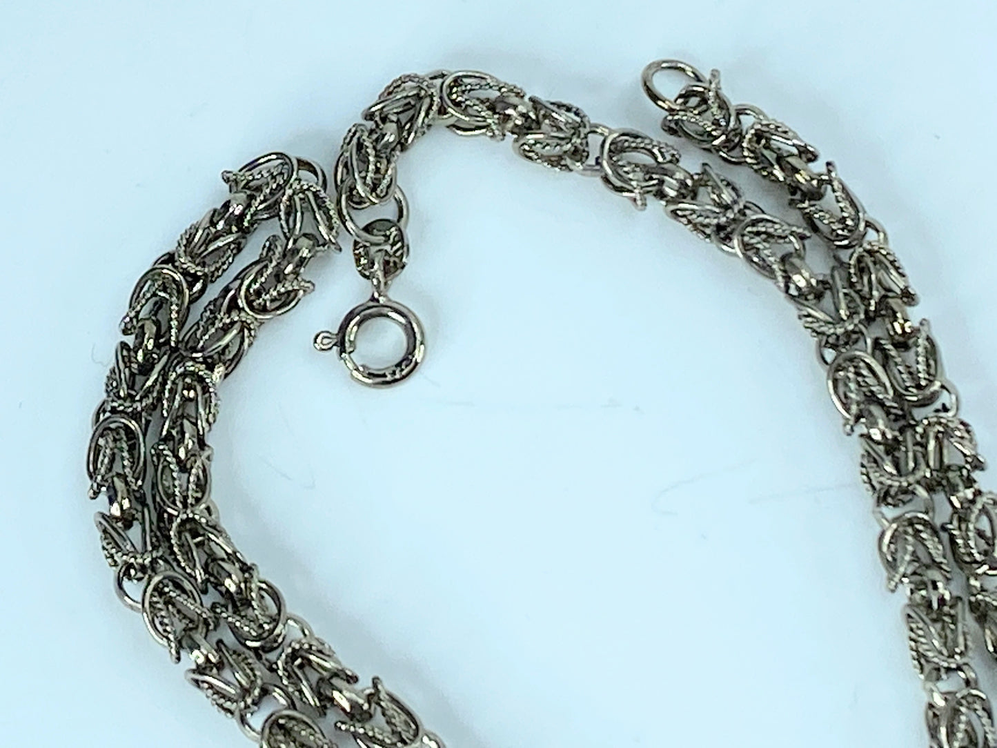 Sterling Silver 925 Textured 4.5mm Byzantine Chain Link Necklace 15.2g JR9363