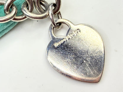 Vintage Tiffany & Co. Sterling Silver signature Heart Tag Charm Bracelet JR1596