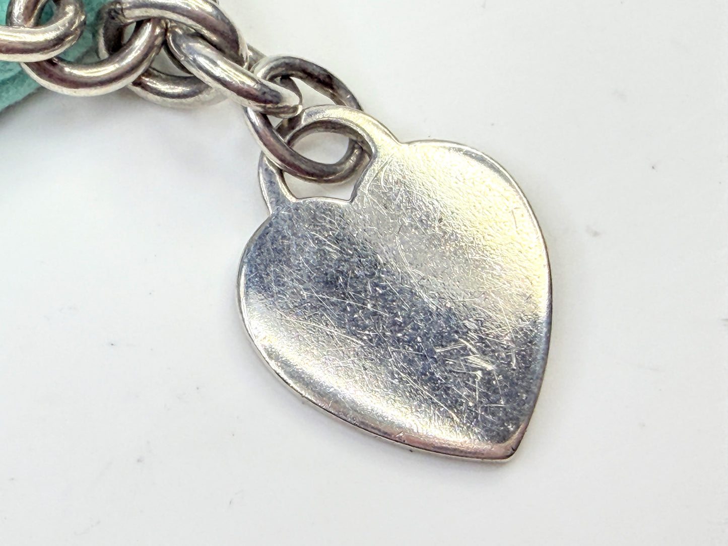 Vintage Tiffany & Co. Sterling Silver signature Heart Tag Charm Bracelet JR1596