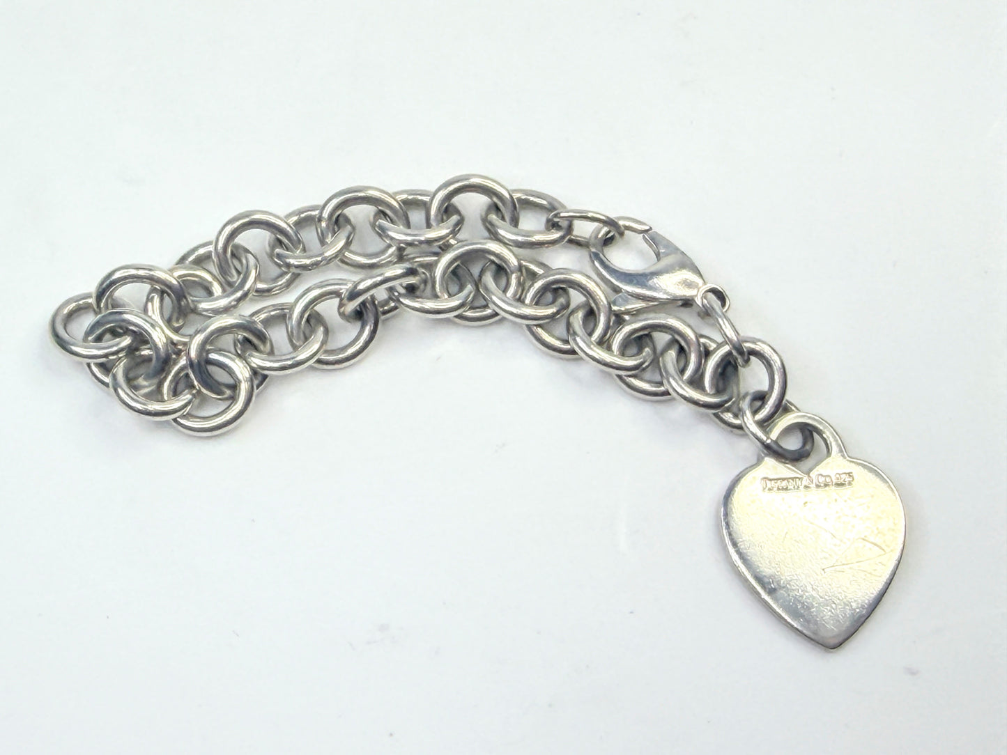 Vintage Tiffany & Co. Sterling Silver signature Heart Tag Charm Bracelet JR1596
