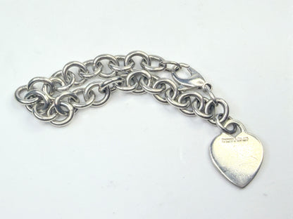 Vintage Tiffany & Co. Sterling Silver signature Heart Tag Charm Bracelet JR1596