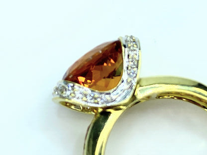 H Stern 5.05ct Oval cut Orange  Citrine Round Cut Diamond Ring in 18K s7 JR9931