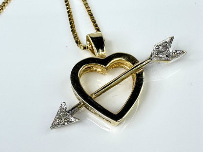 14K Two Tone Gold Diamond Pendant with 15.5 Inch Box Chain Necklace 3.8g JR1756