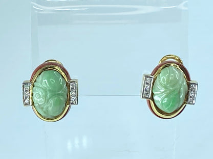 GIA certified Jadeite Jade Diamond brown jade earrings JR9261