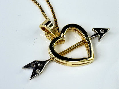 14K Two Tone Gold Diamond Pendant with 15.5 Inch Box Chain Necklace 3.8g JR1756