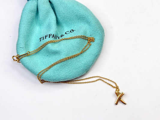 Vintage Tiffany & Co. 18K Gold Paloma Picasso X Pendant Necklace JR1597