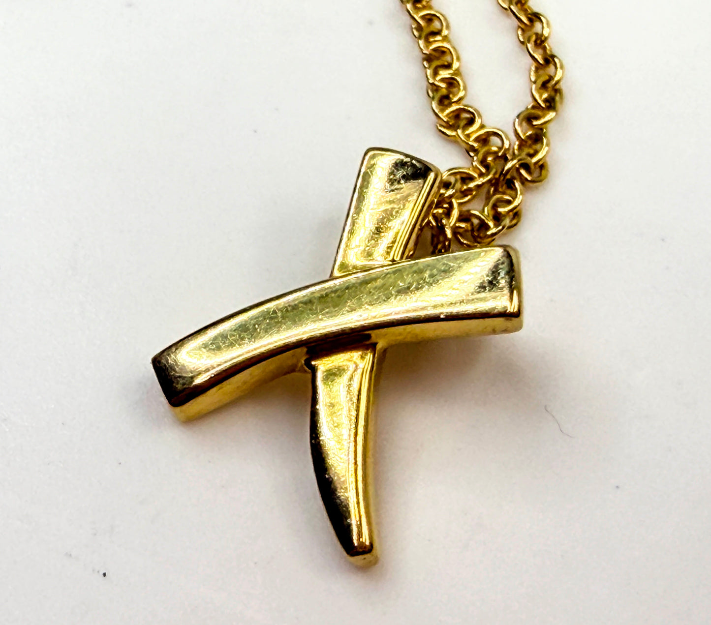 Vintage Tiffany & Co. 18K Gold Paloma Picasso X Pendant Necklace JR1597