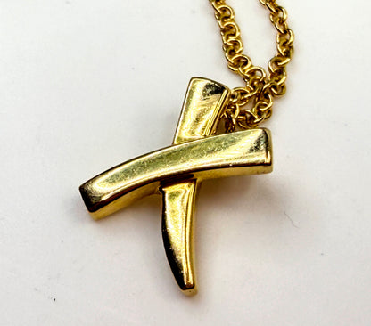 Vintage Tiffany & Co. 18K Gold Paloma Picasso X Pendant Necklace JR1597