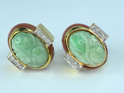 GIA certified Jadeite Jade Diamond brown jade earrings JR9261