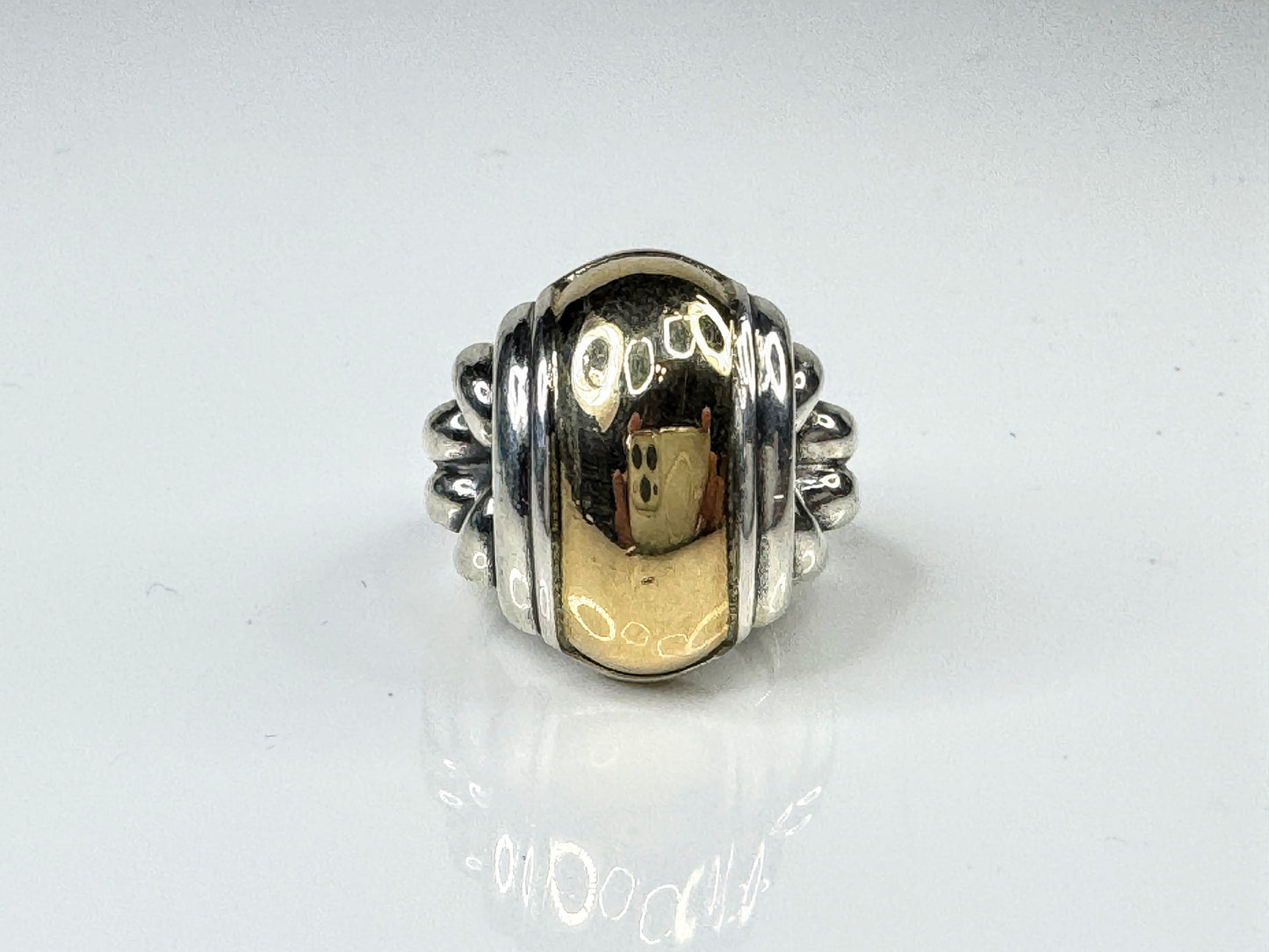 Sterling Silver & 14K Gold Dome Ring Size 4.5 19.4g JR1757