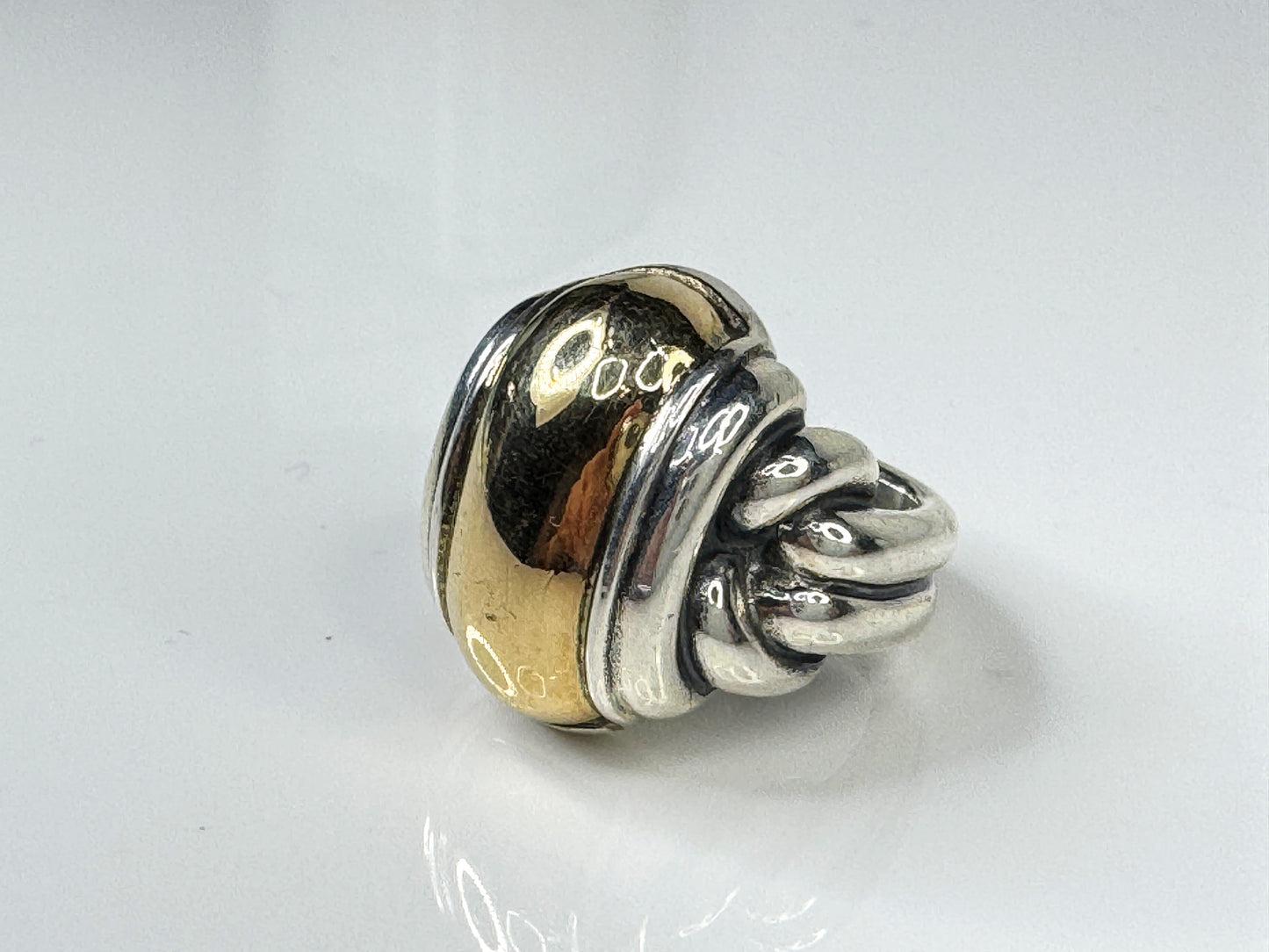 Sterling Silver & 14K Gold Dome Ring Size 4.5 19.4g JR1757