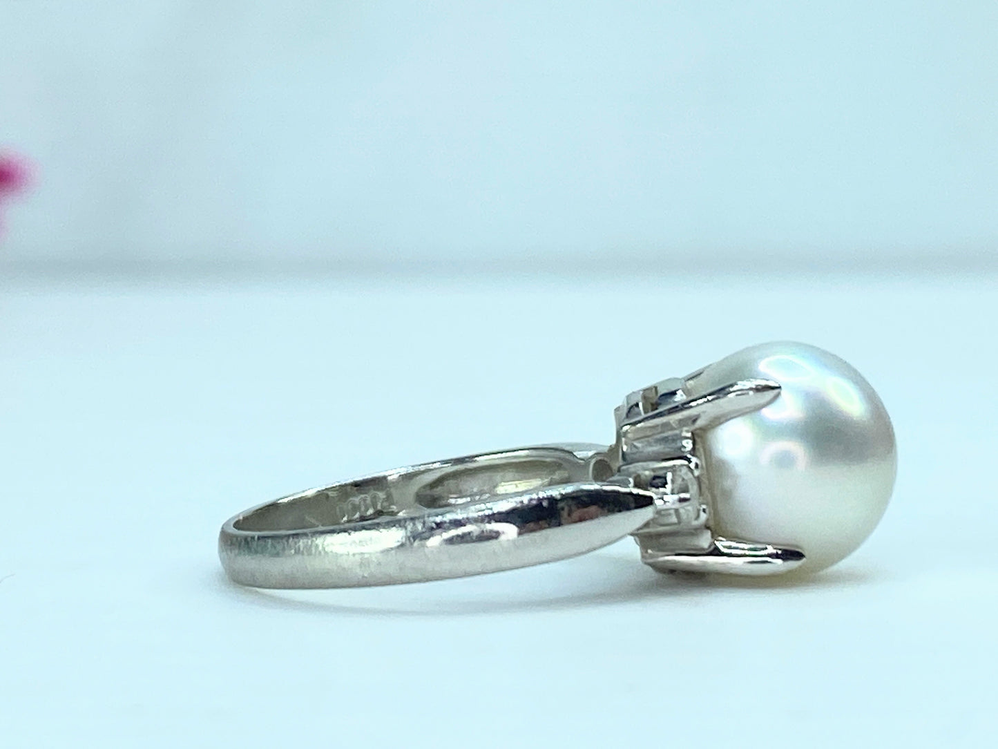 Classic Platinum 9.4mm Cultured Pearl Diamond dress ring 5.1g s6 JR9916