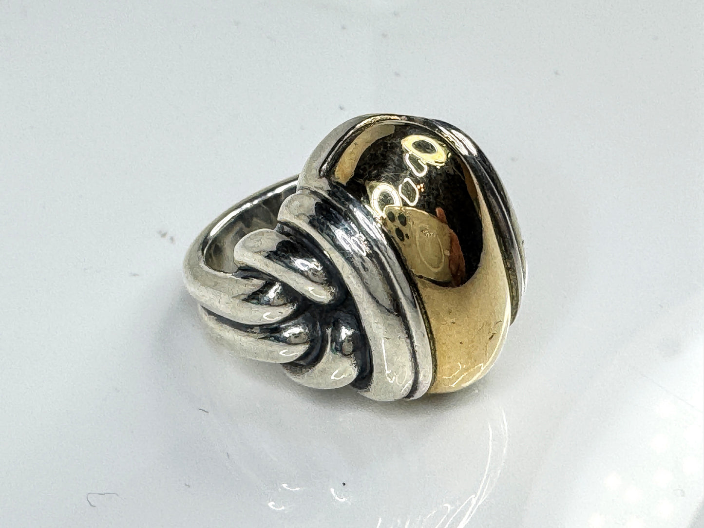 Sterling Silver & 14K Gold Dome Ring Size 4.5 19.4g JR1757