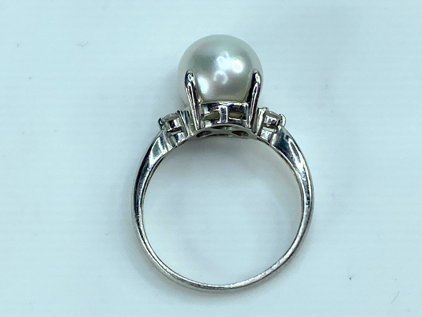 Classic Platinum 9.4mm Cultured Pearl Diamond dress ring 5.1g s6 JR9916