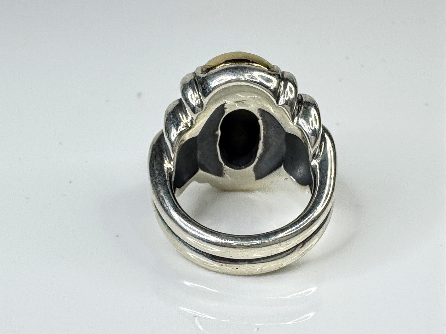 Sterling Silver & 14K Gold Dome Ring Size 4.5 19.4g JR1757