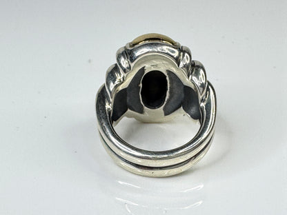 Sterling Silver & 14K Gold Dome Ring Size 4.5 19.4g JR1757