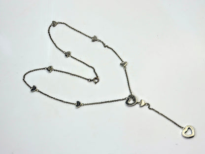 Vintage Tiffany & Co Sterling Silver 10-Heart Station Lariat Necklace JR1600