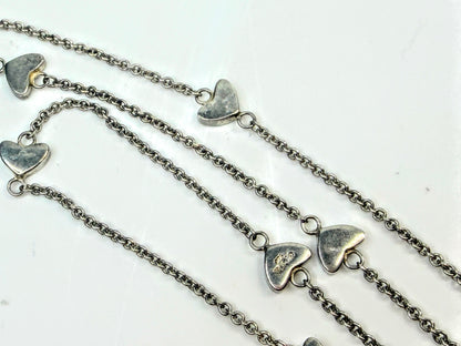 Vintage Tiffany & Co Sterling Silver 10-Heart Station Lariat Necklace JR1600