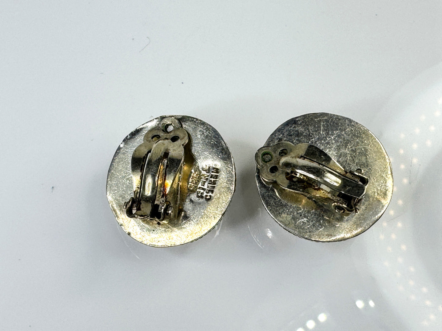 Vintage Sterling Silver Round Dome Clip Earrings Rope Border 1 1/8" 18.3g JR1758