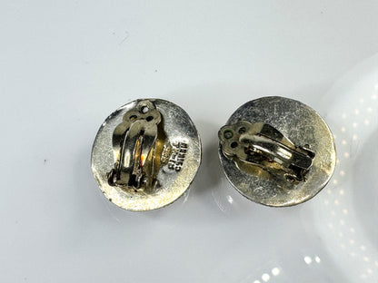 Vintage Sterling Silver Round Dome Clip Earrings Rope Border 1 1/8" 18.3g JR1758