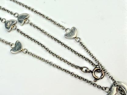 Vintage Tiffany & Co Sterling Silver 10-Heart Station Lariat Necklace JR1600