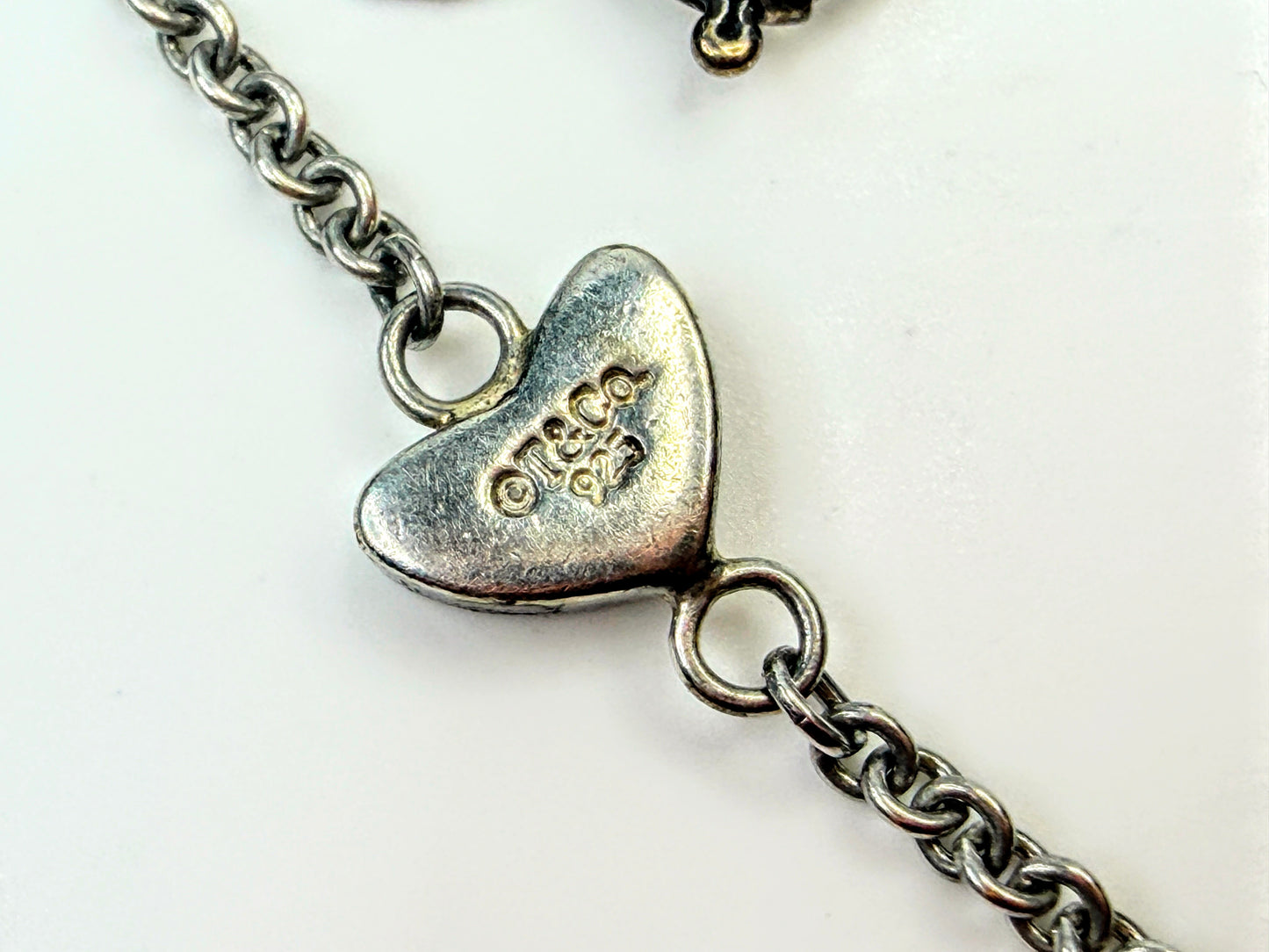 Vintage Tiffany & Co Sterling Silver 10-Heart Station Lariat Necklace JR1600