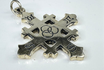 Vintage Sterling Silver Four Gospels Crux Lux Cross Pendant JR1759