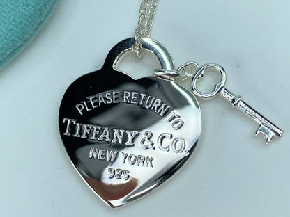 iffany & Co Sterling 925 Return to Tiffany Heart w/Key Rubedo Necklace JR9919