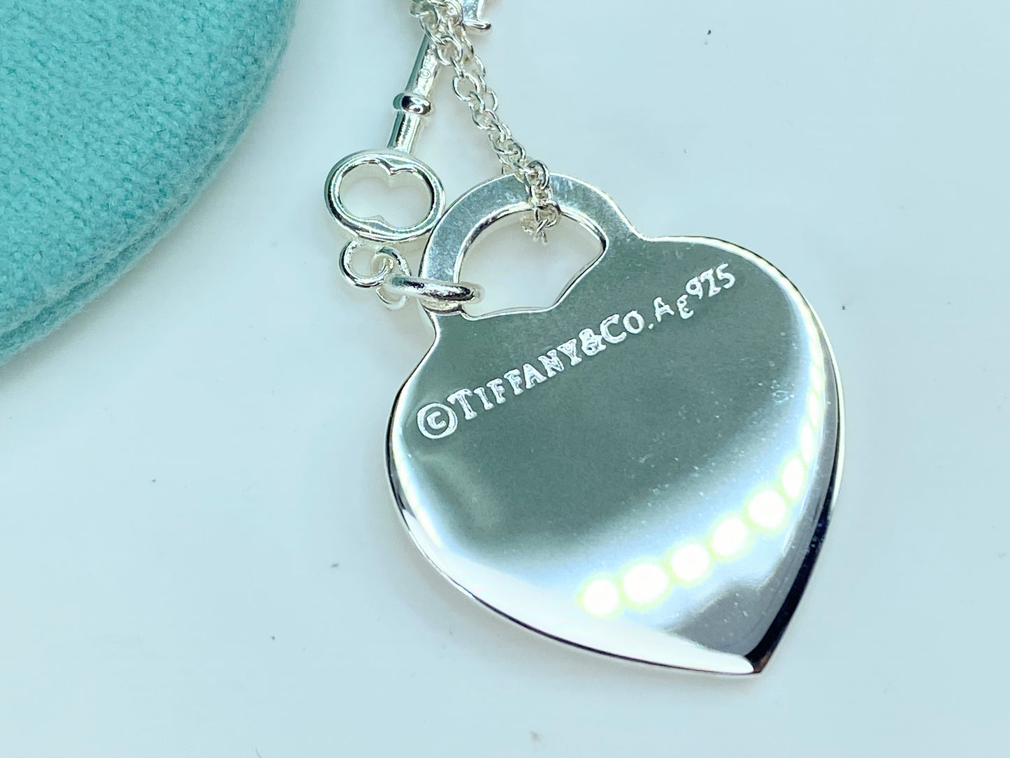 iffany & Co Sterling 925 Return to Tiffany Heart w/Key Rubedo Necklace JR9919