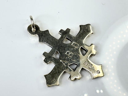 Vintage Sterling Silver Four Gospels Crux Lux Cross Pendant JR1759