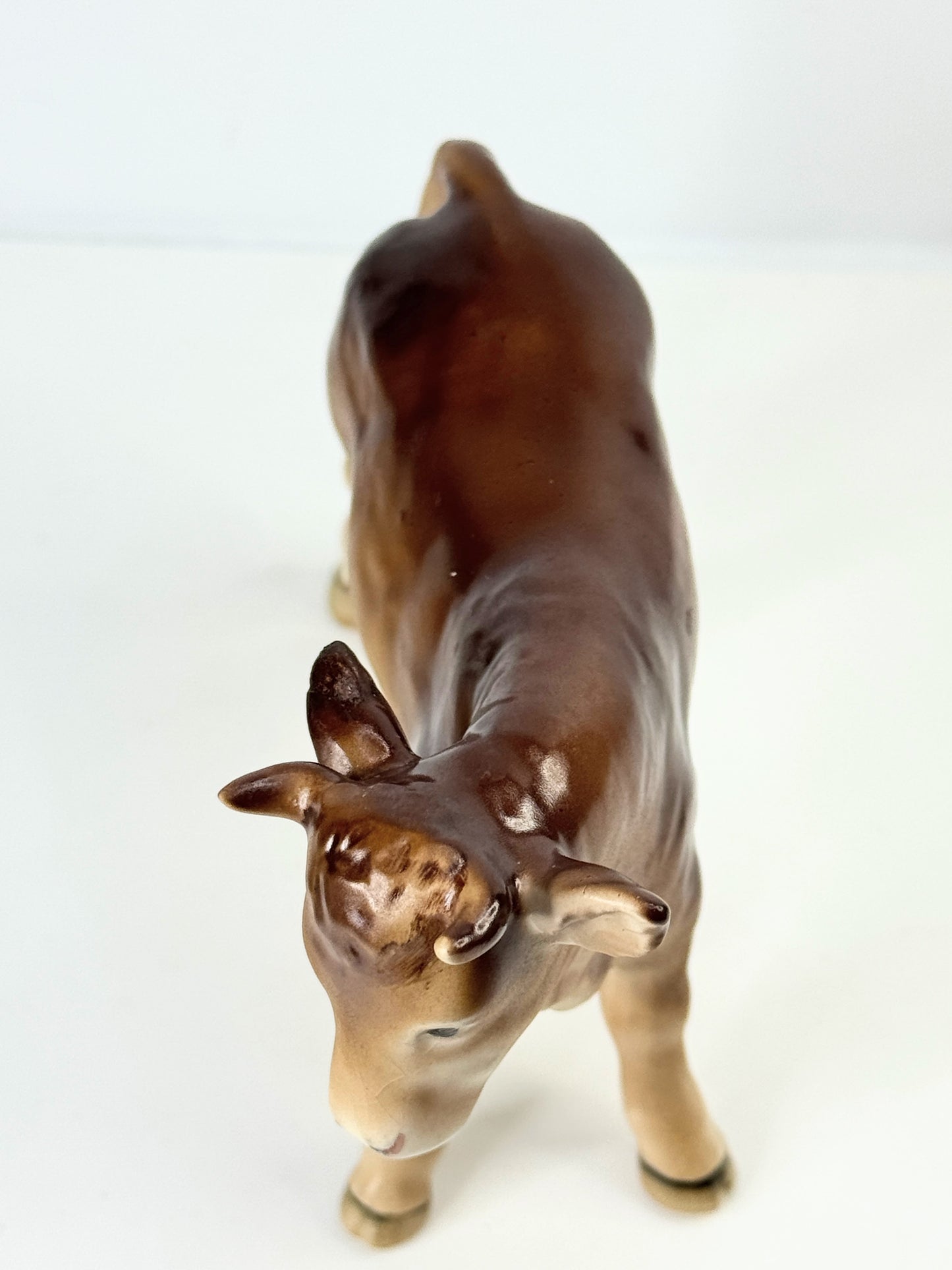 c1964 Goebel Hummel Nativity figurine Ox in wood pulp, 5.0" x 3.25" x 2.0" A514